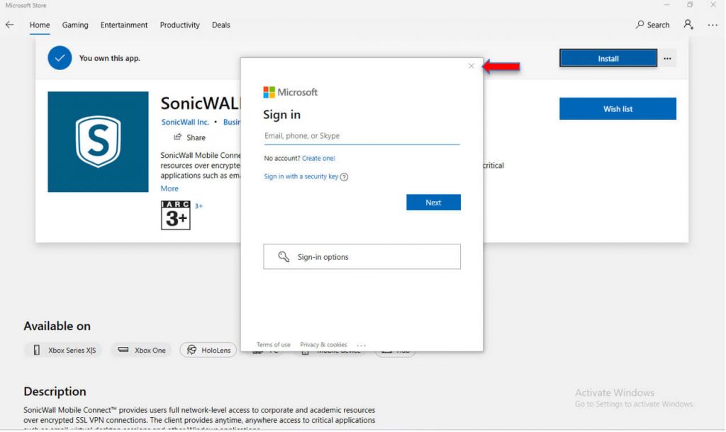 download sonicwall mobile connect for windows 10
